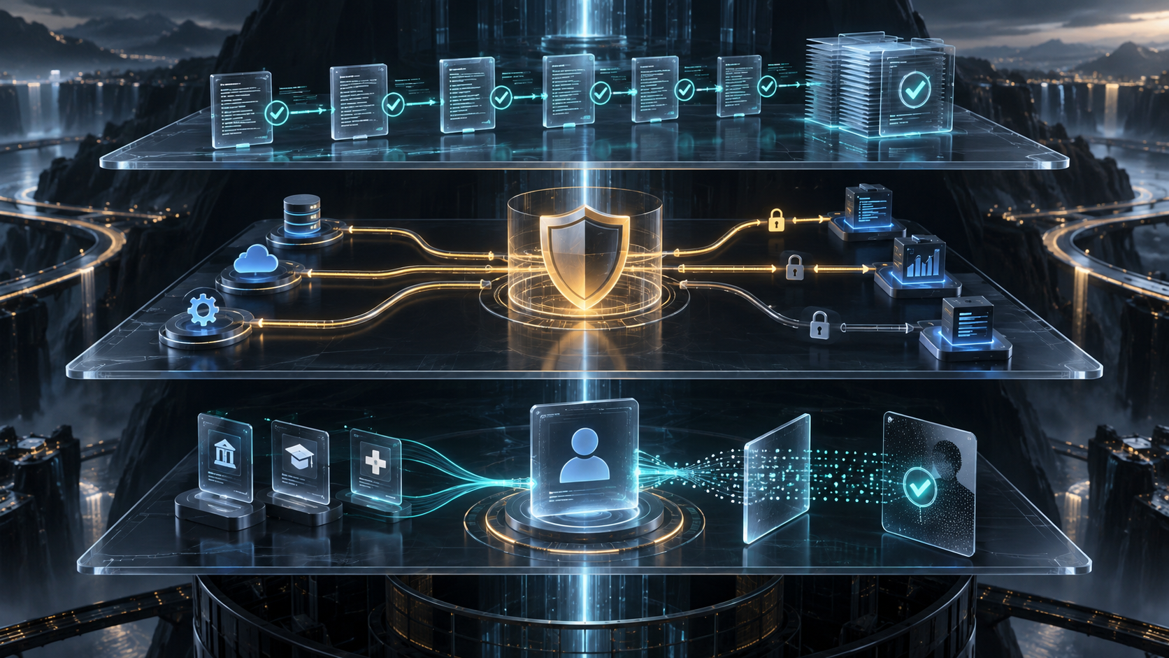 AI Systems Need Three Trust Layers: Verifiable Work, Managed Permissions, and Private Credentials